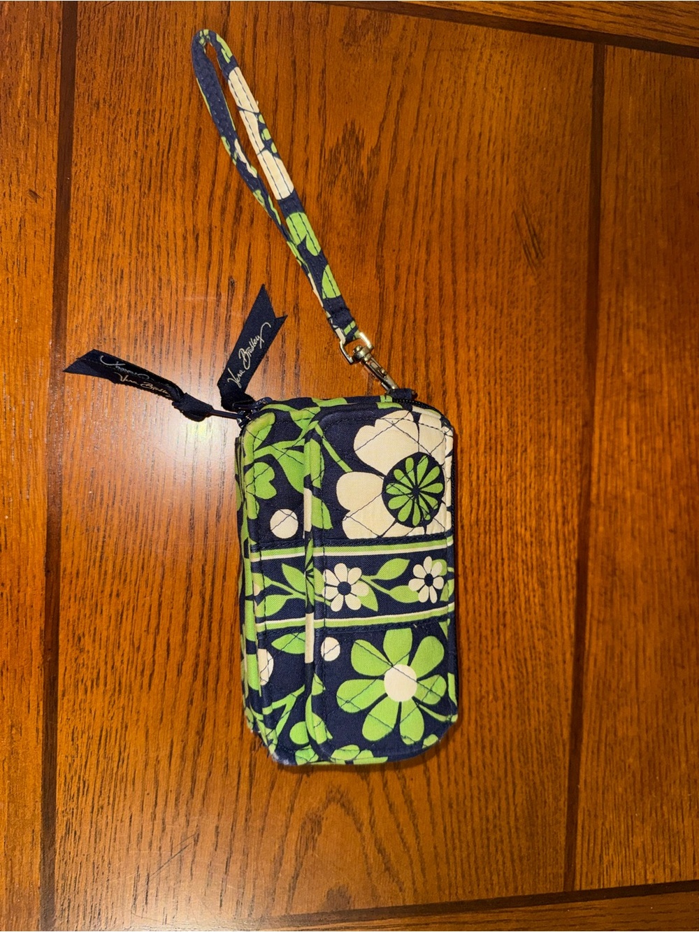 Vera Bradley Navy Blue, Green & White Floral Wristlet